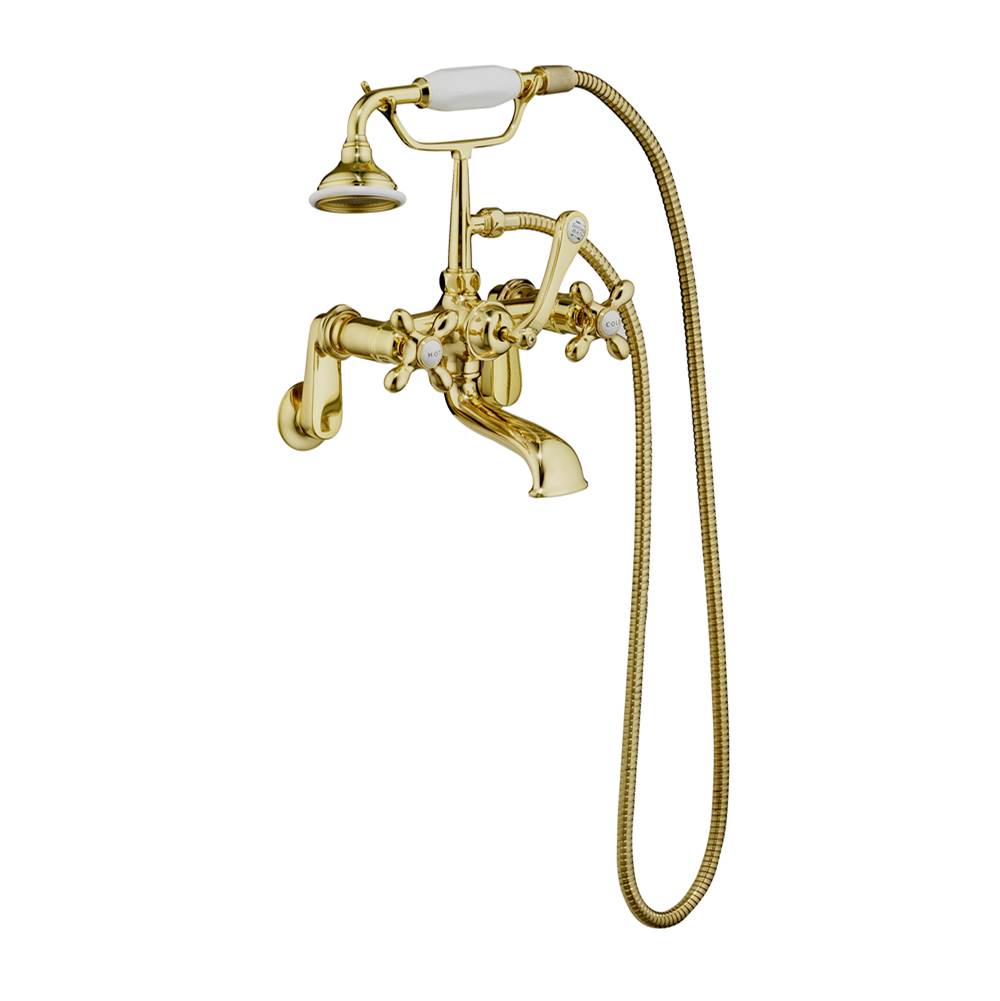 Barclay - Elephant Spout Hand Shower, w/ Swvl Mts, Cross Hdls, Brass - Polished Brass