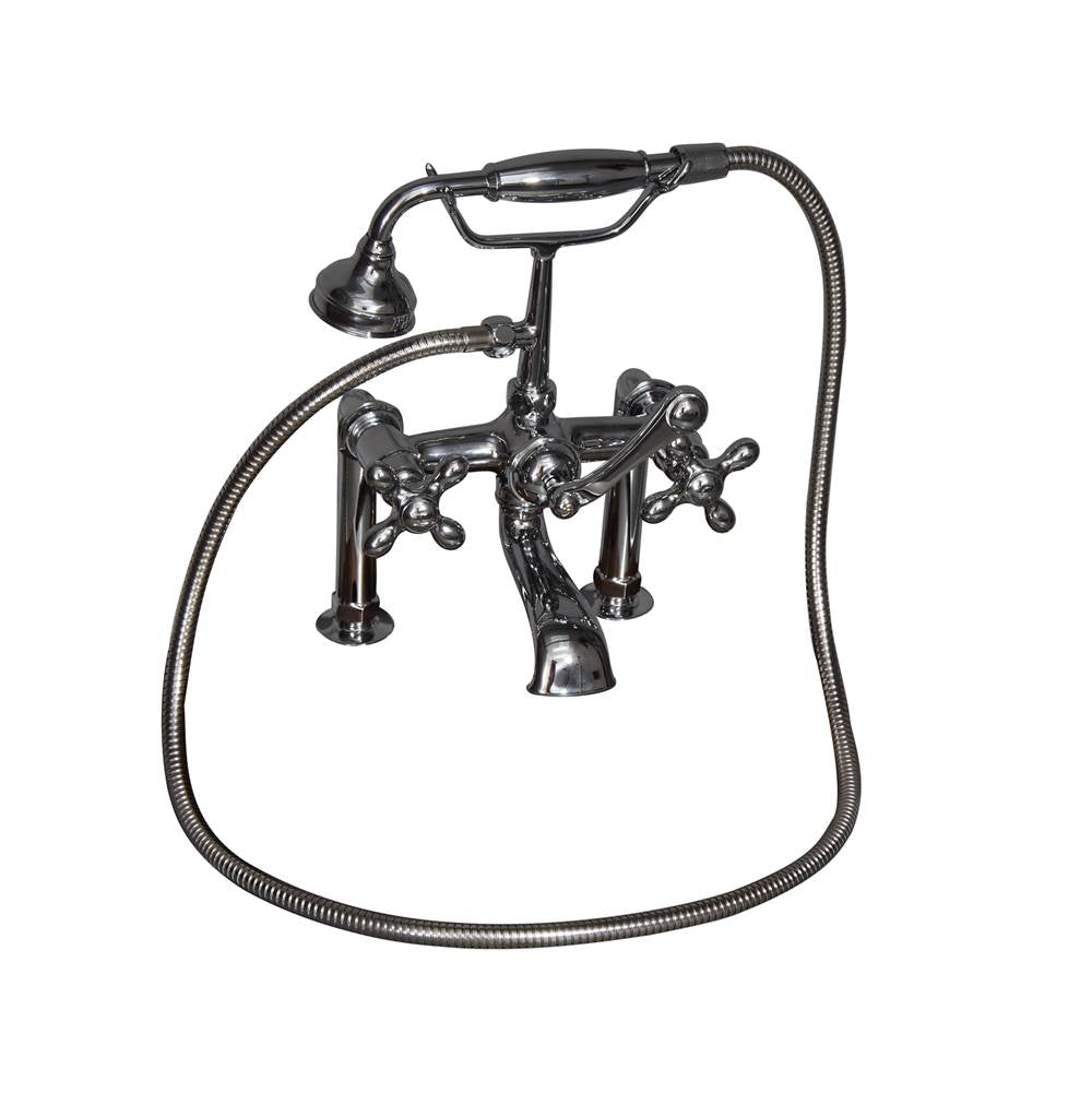 Barclay - Elephant Spout,HndShwr,60''Hose Cross Hndls,Metal Divter, PN - Polished Nickel
