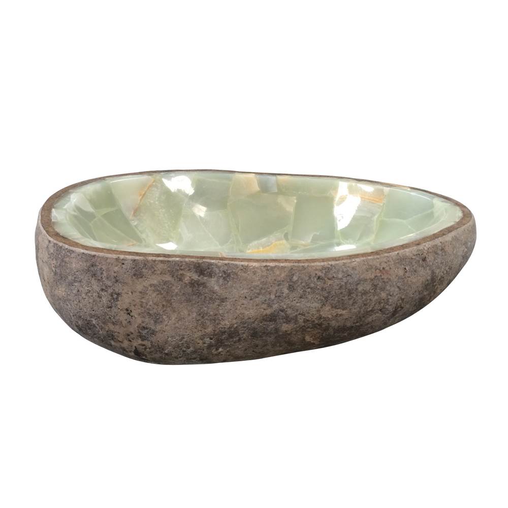 Barclay - Nevis Onyx Vessel, Yellow with Green Mosaic Interior - Yellow with Green Mosaic Interior
