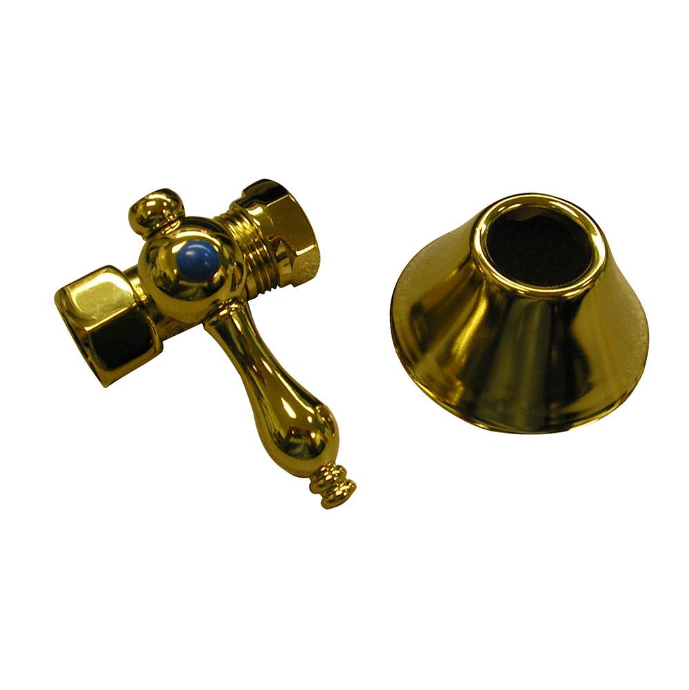 Barclay - Straight Stop w/Flange, 1/2'' Comp x 1/2'' IPS, SET,PB - Polished Brass