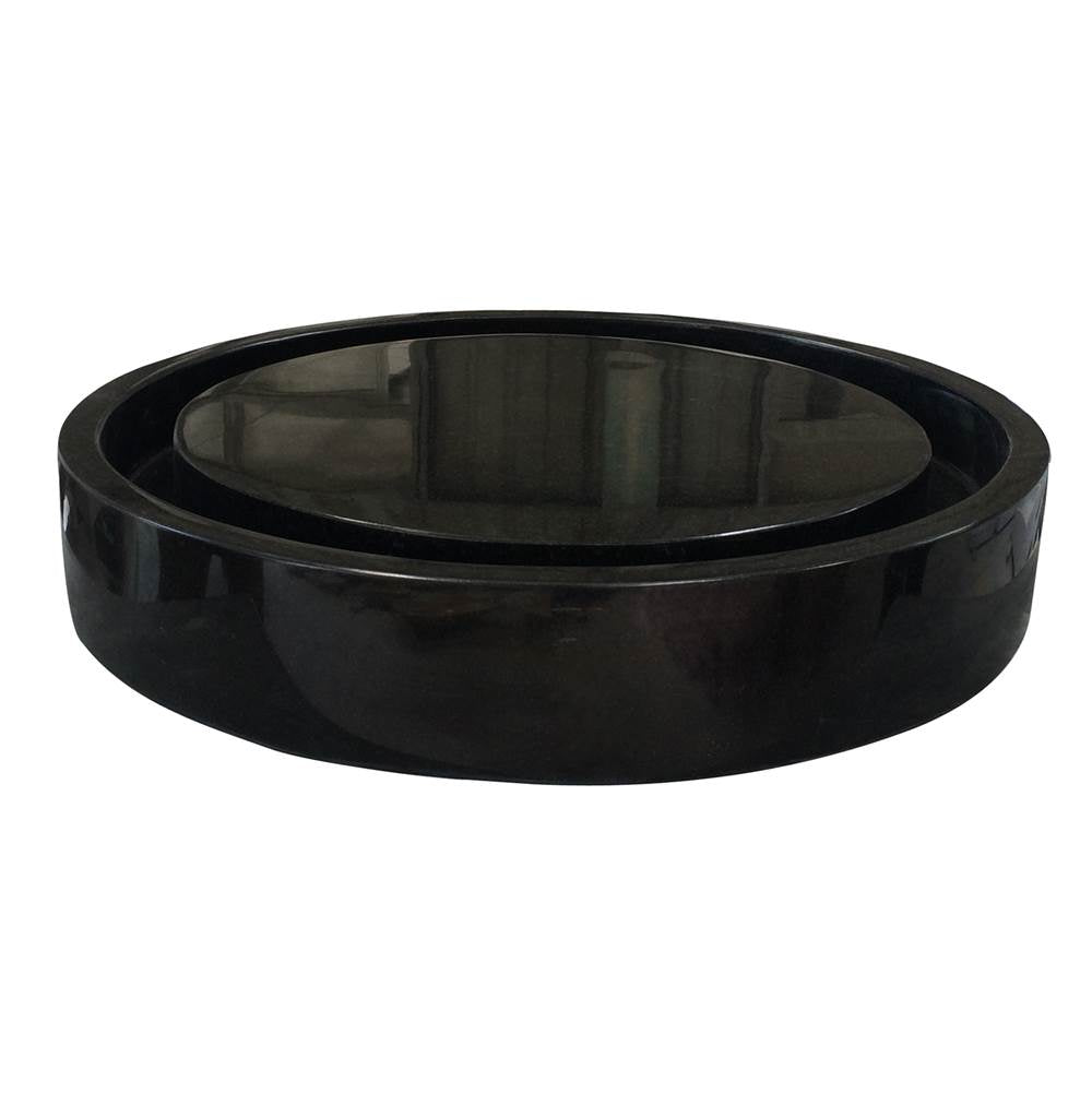 Barclay - Lemoore Round Granite Vessel Polished Black Granite - Polished Black