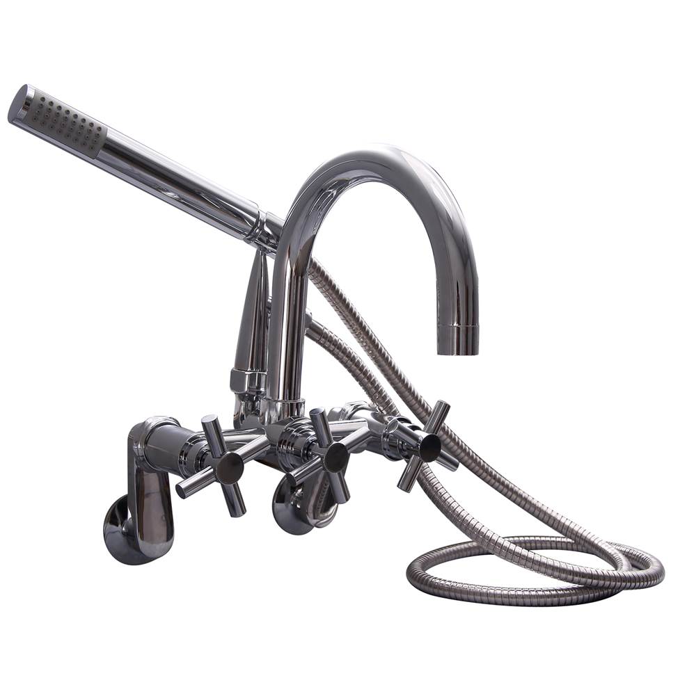 Barclay - WM Gooseneck Tub Fct w/HS Cross Hdls, Polished Chrome - Polished Chrome