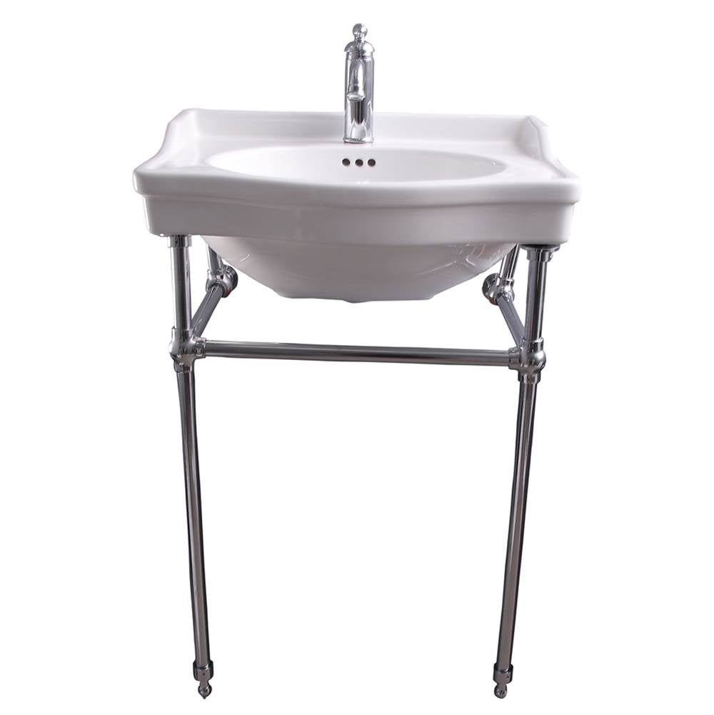 Barclay - Cali 24''Console w/stand,Whit 1 Faucet Hole, CP Stand - Polished Chrome
