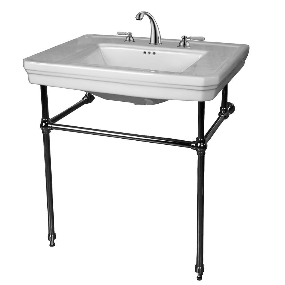 Barclay - Drew 30'' Console w/Stand, White, 8'' Widespread CP Stand - Polished Chrome