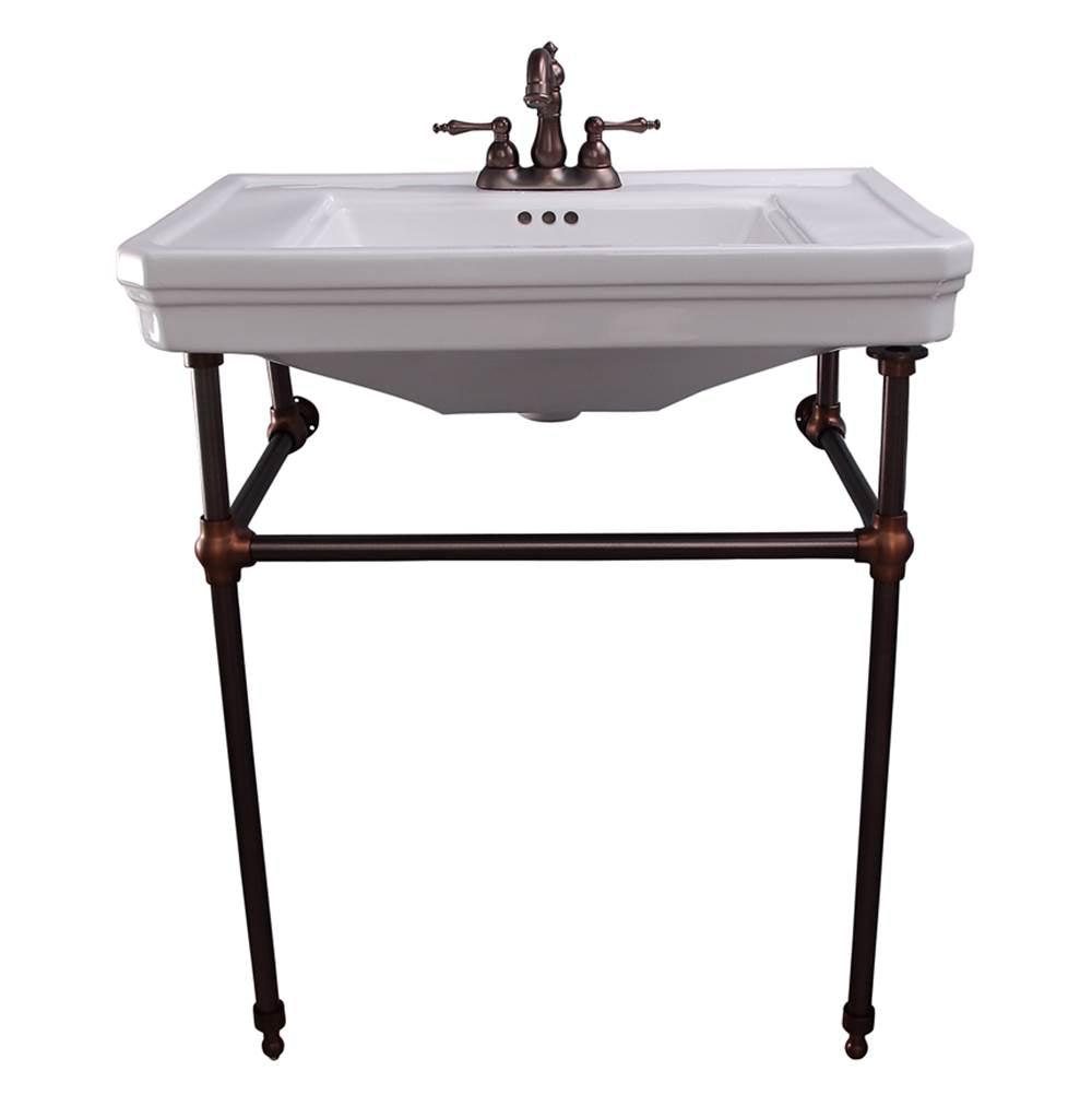Barclay - Drew 30'' Console w/Stand, White, 4'' CC, PN Stand - Polished Nickel