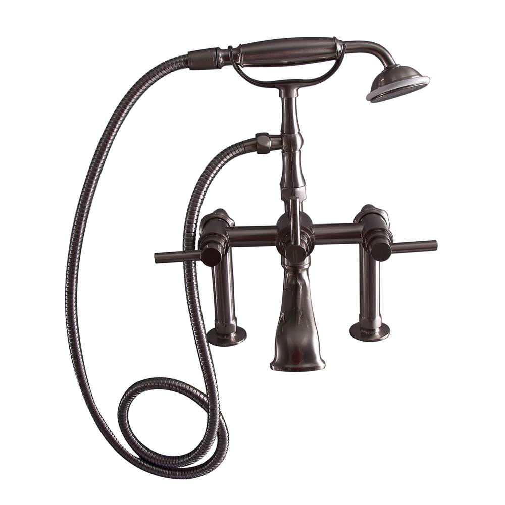 Barclay - Deck Mount Tub Faucet w/ Lever Handles, Hand Shower-BN - Brushed Nickel