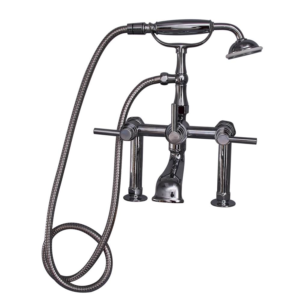 Barclay - Deck Mount Tub Faucet w/ Lever Handles, Hand Shower-CP - Polished Chrome