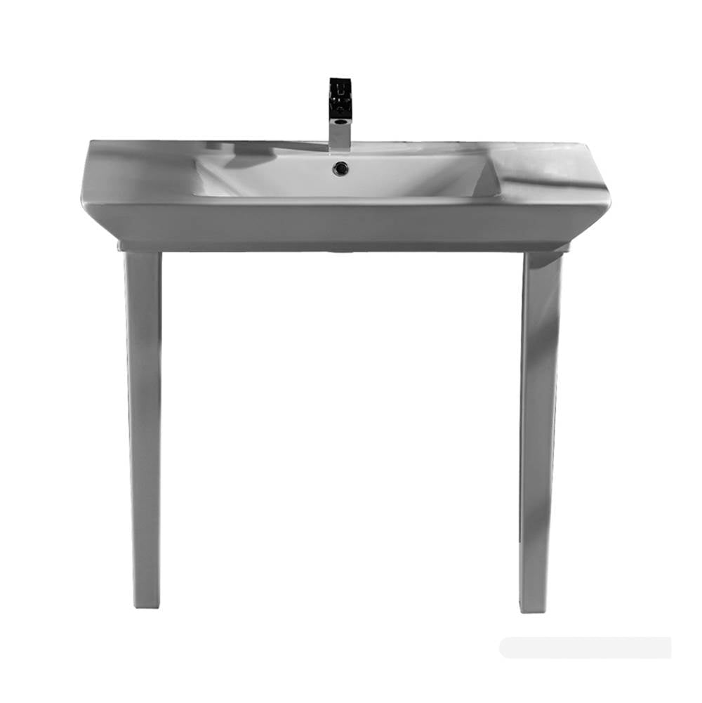 Barclay - Opulence Console 39-1/2'', Rect Bowl, 8'' WS, White - White