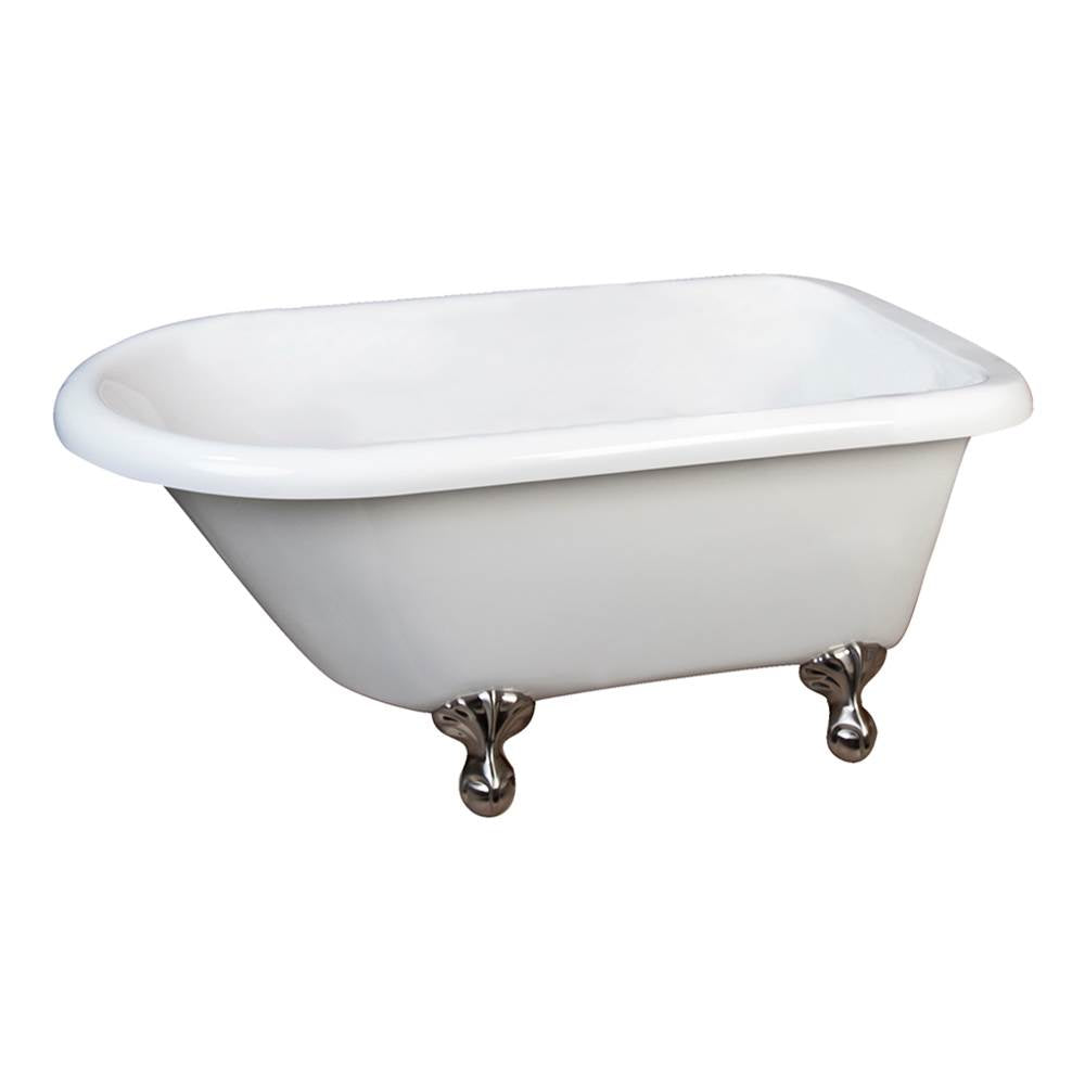 Barclay - Alexia Acrylic Roll Top, 54-3/8'' , PB Feet, 7'' Holes,WH - Polished Brass