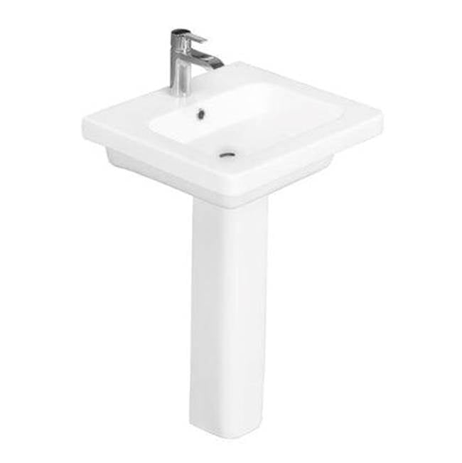Barclay - Resort 500 Pedestal Lavatory, White-4'' Center Set - White