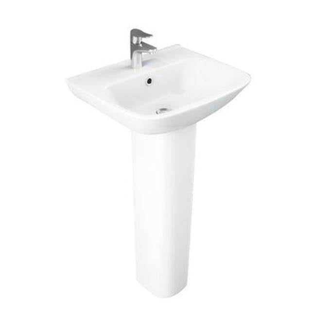 Barclay - Eden 450 Pedestal Lavatory 4'' Centerset, White - White