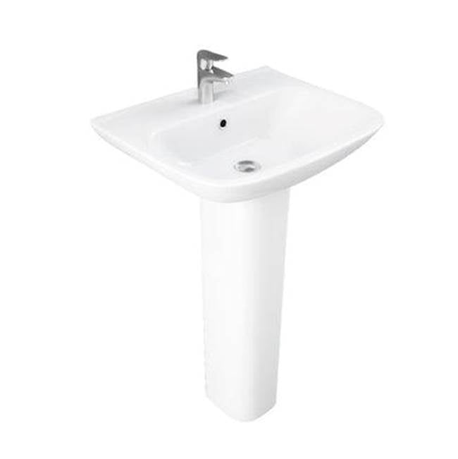 Barclay - Eden 520 Pedestal Lavatory 4'' Centerset, White - White