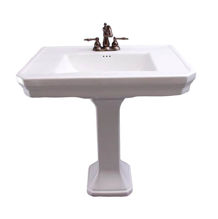 Barclay - Corbin Rectangular Pedestal Lavatory, 8'' WS, White - White