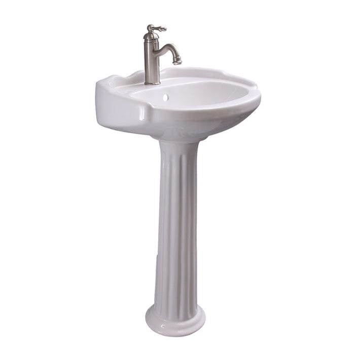 Barclay - Silvi 20'' Pedestal Lavatory 4'' Center Set,White - White