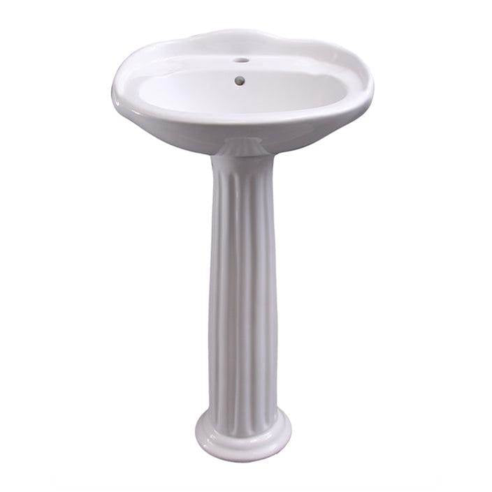 Barclay - Arianne 19'' Pedestal Lavatory 4'' Center Set ,White - White