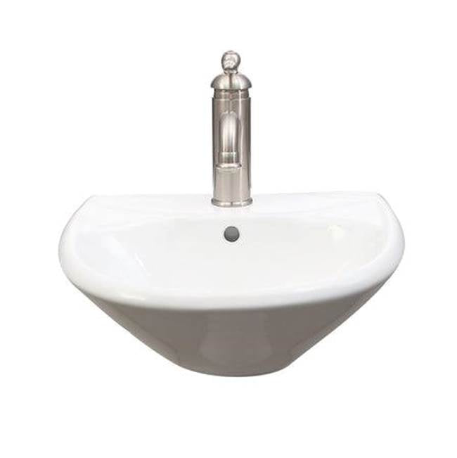 Barclay - Gair Wall Hung Basin 1 faucet hole, White - White