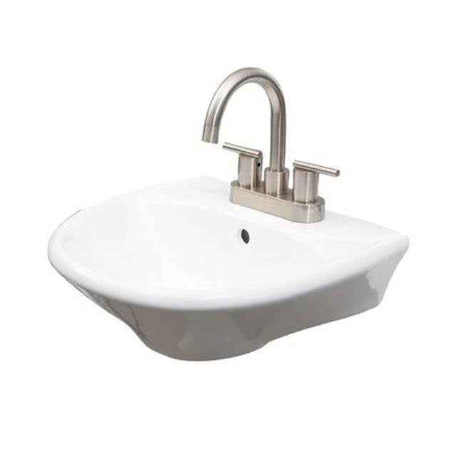 Barclay - Gair Wall Hung Basin 4'' Centerset, White - White