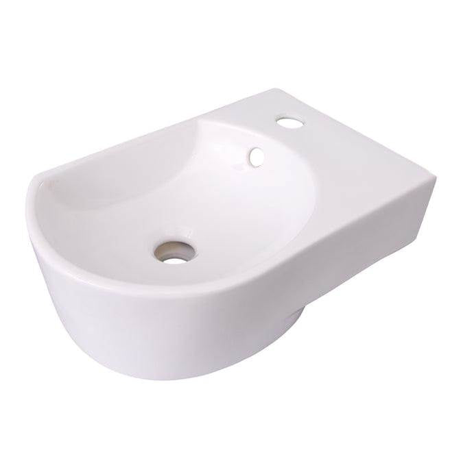 Barclay - Ambia Rect WallHung 16'',Circle Basin, Faucet hole on Right,WH - White