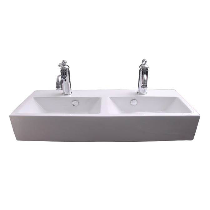 Barclay - Winfield Wall Hung 33-1/2'' Dbl Bowl,1 Fct Hole Each, OF, WH - White