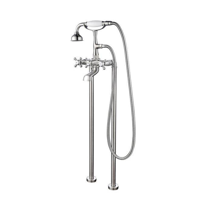 Barclay - Freestanding Tub Faucet W/Hand Shower,6'' Straight Body, BN - Brushed Nickel