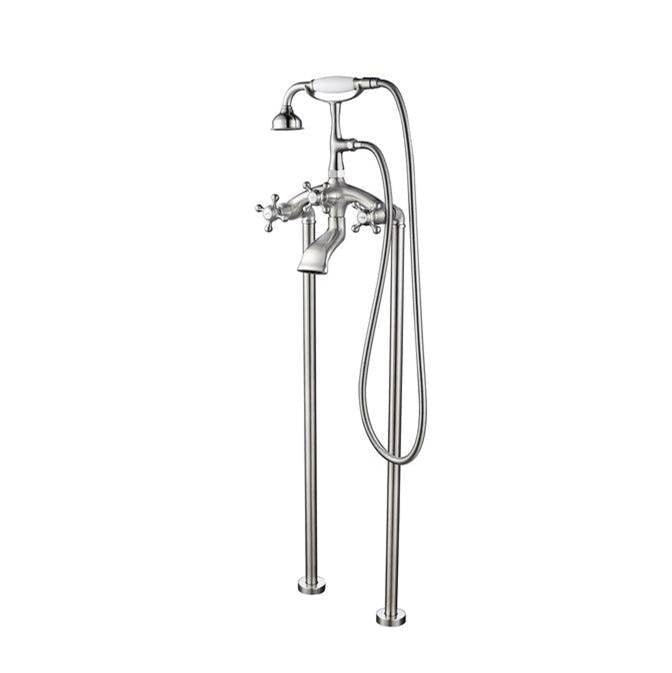 Barclay - Freestanding Tub Faucet W/Hand Shower, 8'' Curved Body,BN - Brushed Nickel