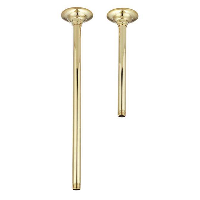 Barclay - 10'' Ceiling Mount Brass Tube Shower Arm w/Flange, PB - Polished Brass