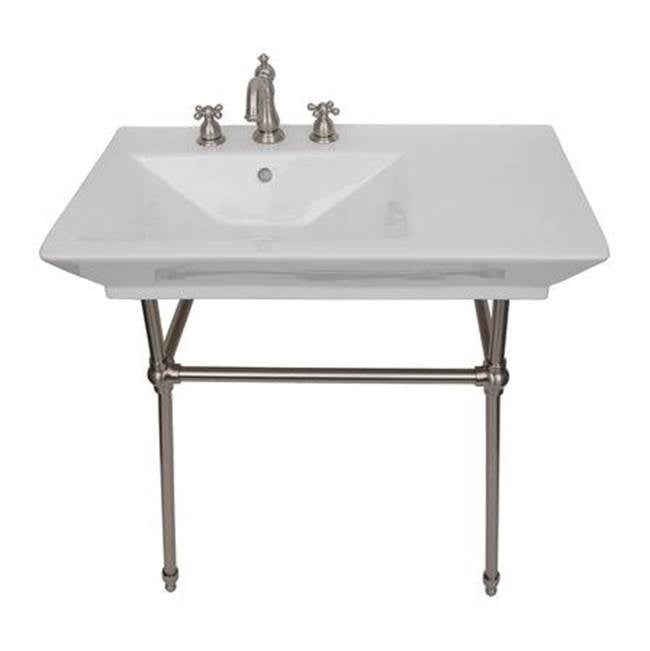 Barclay - Opulence Console 31-1/2'', Rect Bowl, 4'' CC, White, PN Stand - Polished Nickel