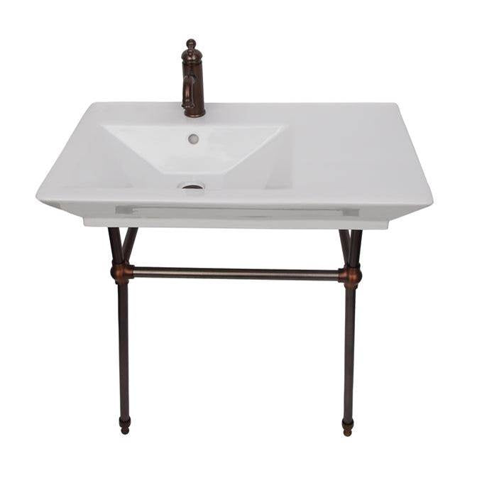 Barclay - Opulence Console 31-1/2'', Rect Bowl, 8'' WS, White, ORB Stand - Oil Rubbed Bronze