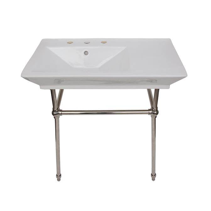 Barclay - Opulence Console 31-1/2'', Rect Bowl, 1-hole, White, PN Stand - Polished Nickel