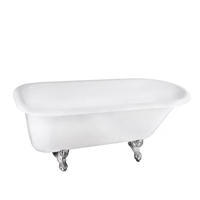 Barclay - Atlin Acrylic Roll Top WH 67'', 3-3/8'' Holes, WH Feet - White