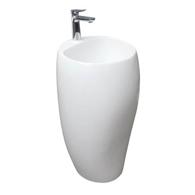 Barclay - Cloud 19-3/8'' Pedestal Lav,1- Hole,Fireclay,W/Waste Cover,WH - White
