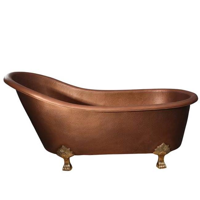 Barclay - Lawson 66'' Slipper Tub w/feet PB,Tub Light AC, No Hole - Polished Brass