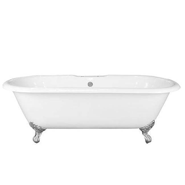 Barclay - Columbus Cast Iron Dbl Roll WH 61'', 7'' Holes, WH Imp Feet - White