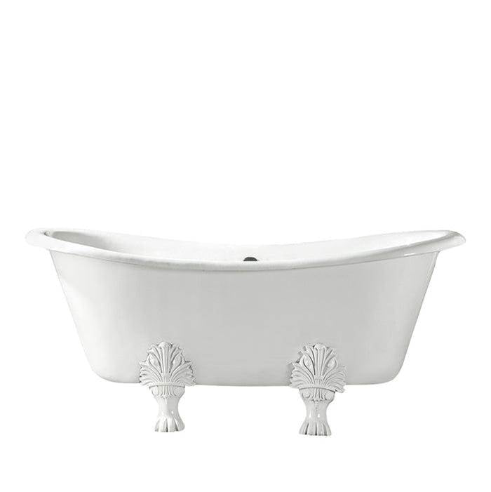 Barclay - Markus 66'' CI Dbl Slipper Tub, White,7'' Deck Holes, WH Feet - White