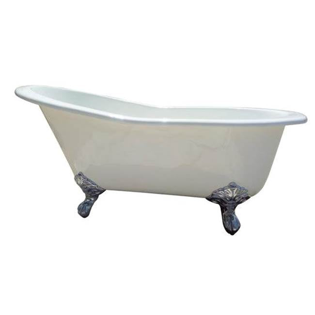 Barclay - India Cast Iron Slipper WH, 67'', No Holes, BN Feet - White