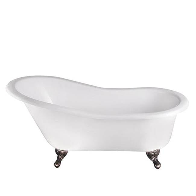 Barclay - Griffin Cast Iron Slipper WH, 61'', 7'' Holes, WH Feet - White