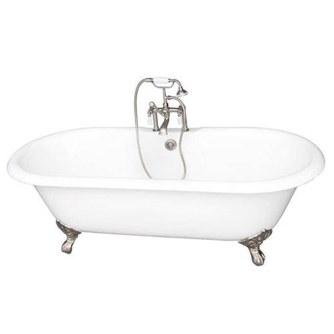 Barclay - Tub Kit 67'' CI Dbl Roll Top Filler, Supplies, Drain-BrNkl - Satin Nickel