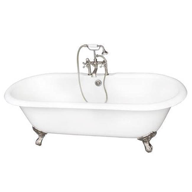 Barclay - Tub Kit 67'' CI Dbl Roll Top Filler, Supplies, Drain-BrNkl - Satin Nickel