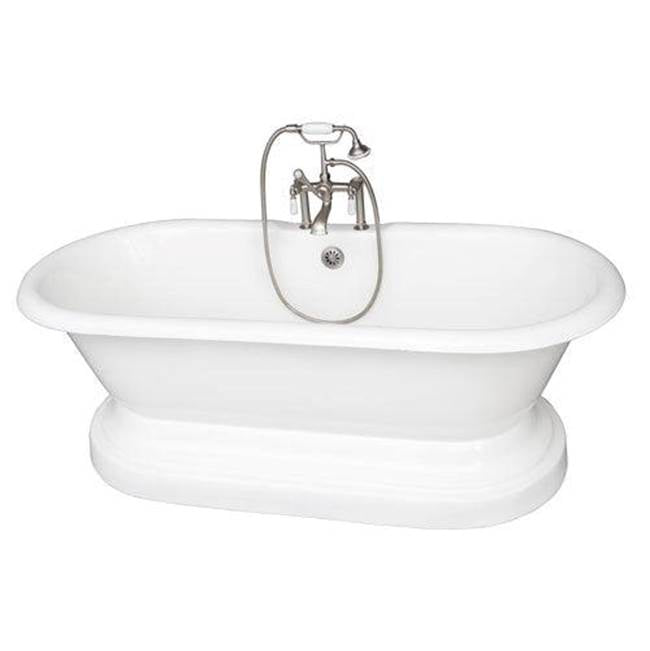 Barclay - Tub Kit 67'' CI Dbl Roll Top Base,Filler,Supplies,Drain-SN - Satin Nickel