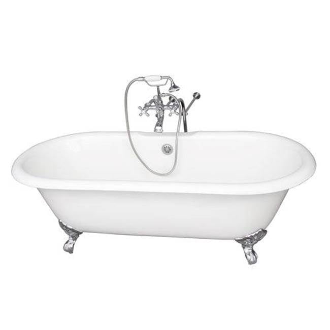 Barclay - Tub Kit 67'' CI Dbl Roll Top Filler, Supplies, Drain-Chrome - Polished Chrome
