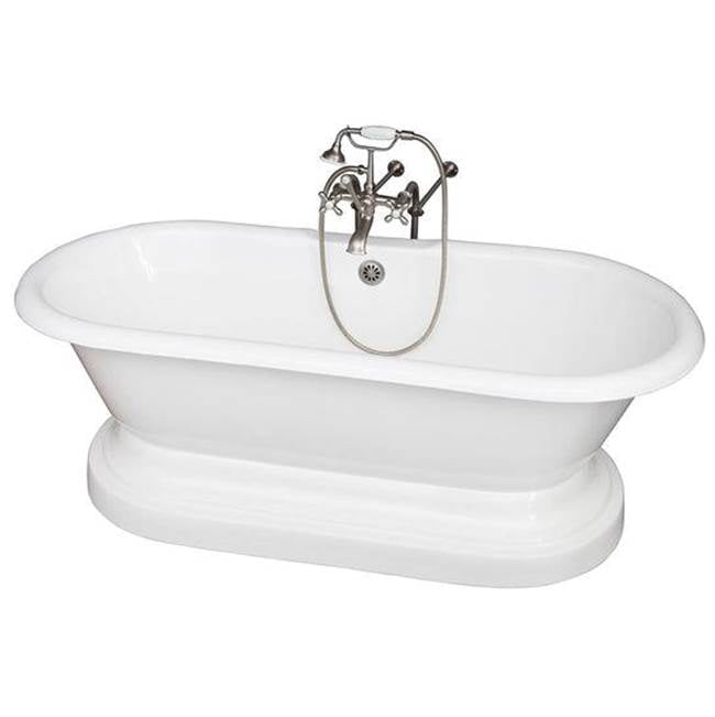 Barclay - Tub Kit 67'' CI Dbl Roll Top Base,Filler,Supplies,Drain-SN - Satin Nickel