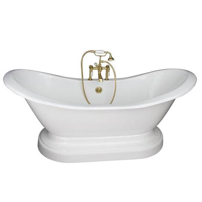 Barclay - Tub Kit 71'' CI Dbl Slipper, Filler, Supplies, Drain- PB - Polished Brass