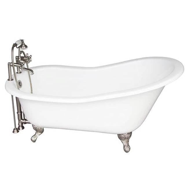 Barclay - Tub Kit 60'' CI Slipper, Tub Filler, Supplies, Drain-BrNkl - Satin Nickel