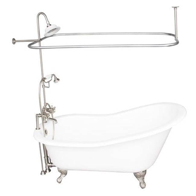 Barclay - Tub Kit 60'' CI Slipper, Shwr Unit, Supplies, Drain-BrNkl - Satin Nickel