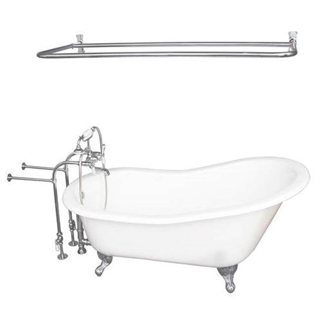 Barclay - Tub Kit 60'' CI Slipper, Shwr Rd,Filler,Supplies, Drain-Chrm - Polished Chrome
