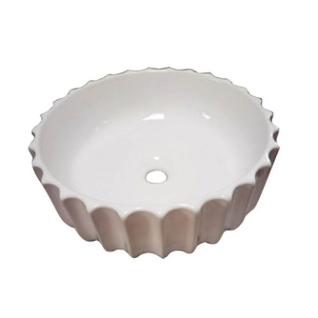 Barclay - Antonette 16'' Circular Basin, Fluted exterior, White - White