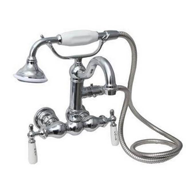 Barclay - Hook Spout w/Hand Shwr,Tub Wall Mount, Porcelain Hdls, CP - Polished Chrome