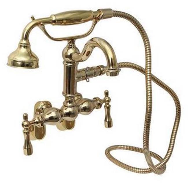 Barclay - Hook Spout w/Hand Shwr,Tub Wall Mount,Metal Lever Hdls,PB - Polished Brass