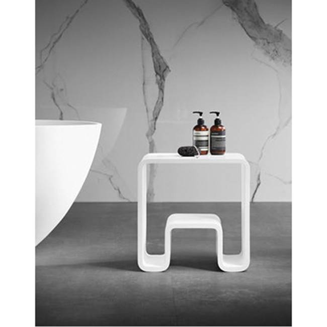 Barclay - BARstone Shower Stool Rectangular Glossy White - Glossy White