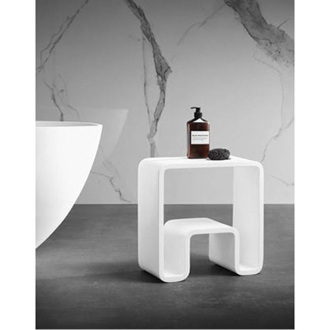 Barclay - BARstone Shower Stool Rectangular Matt White - Matte White
